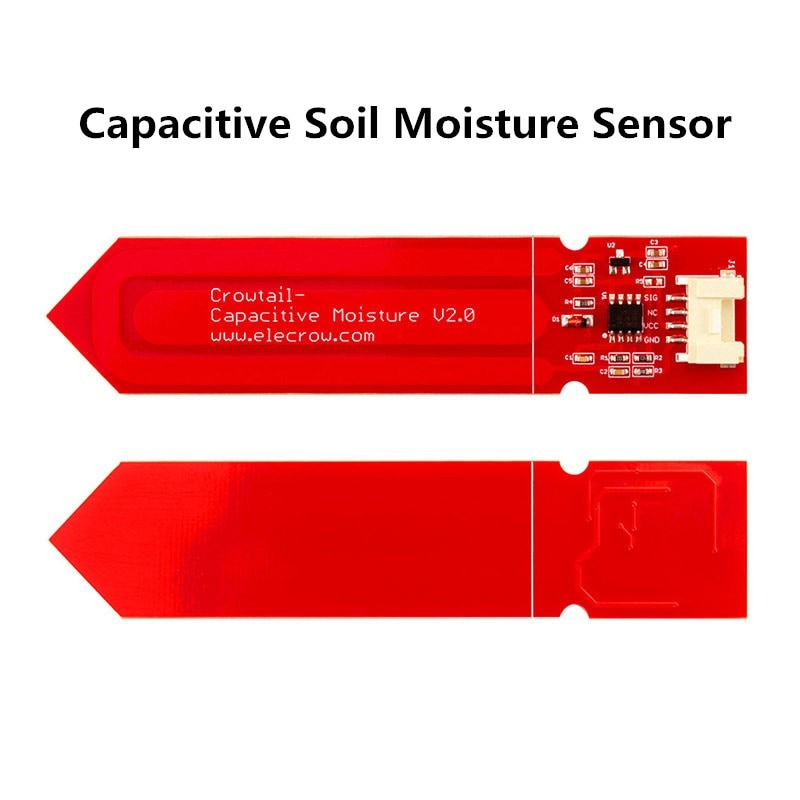 Elecrow-Sensor capacitivo de humedad del suelo para Arduino, sensores de medición de humedad del suelo para Kit de planta de riego inteligente, bricolaje, 5 unids/lote