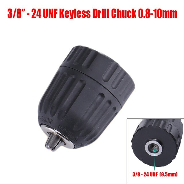Drill Chuck Adapter Convert Impact Wrench Into Electric Drill - 1/2"-20UNF & 3/8"-24UNF Thread 3 Jaw Chuck: 24UNF 0.8-10mm