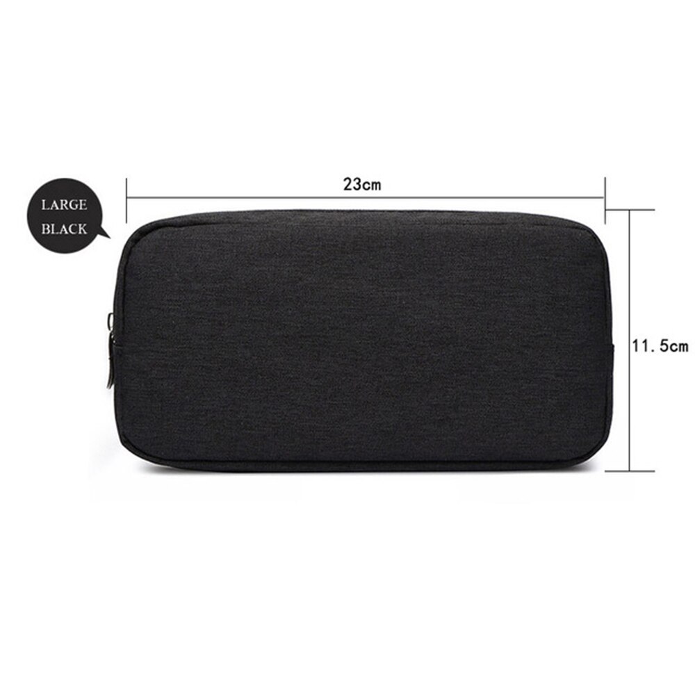 Travel Solid Make Up Bags Carrying Wash Cosmetic Tote Bag Makeup Beauty Cable Organizer Toiletry Pouch Storage Cosmetic Case Bag: Black-L