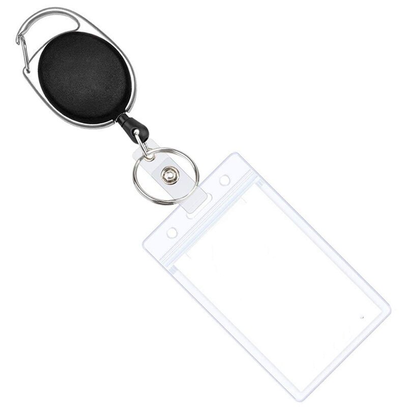 Porte-badge Coulissant Avec Cordon - Motif Tigre Blanc, étui Transparent Pour Carte