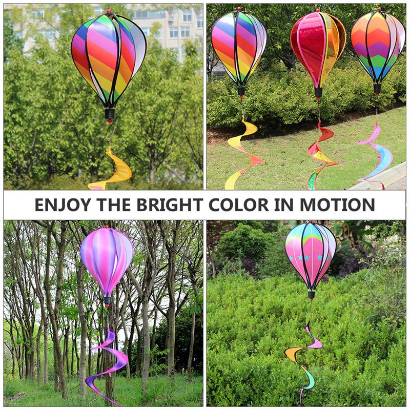 1/3/2Pcs Wind Chimes Rainbow Air Balloon Wind Spinner Rotating Sequins Windmill Wind Twister Hanging Decoration Random Color