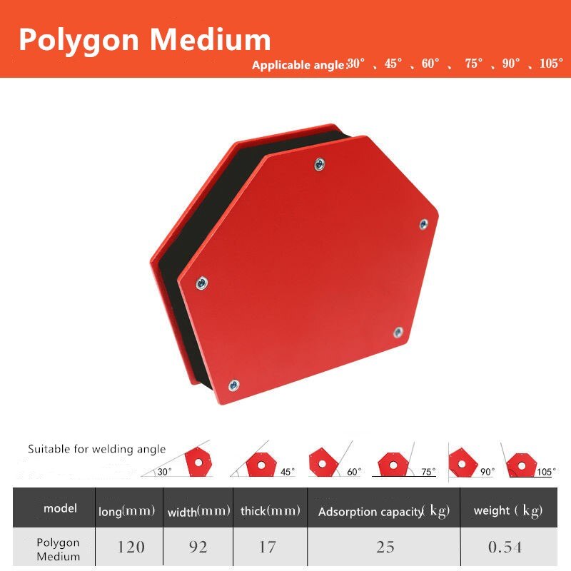Triangle / Polygon Multi-angle Magnet Welding Holder Arrow Magnetic Clamp for Welding Magnet Rivet Process Tools 25/50/75LBS: Polygon medium