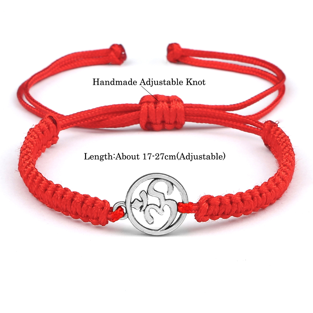Charm OM símbolo hecho a mano cuerda trenzada ajustable rojo negro pulseras mujeres hombres joyería de de la suerte para Amiga oración