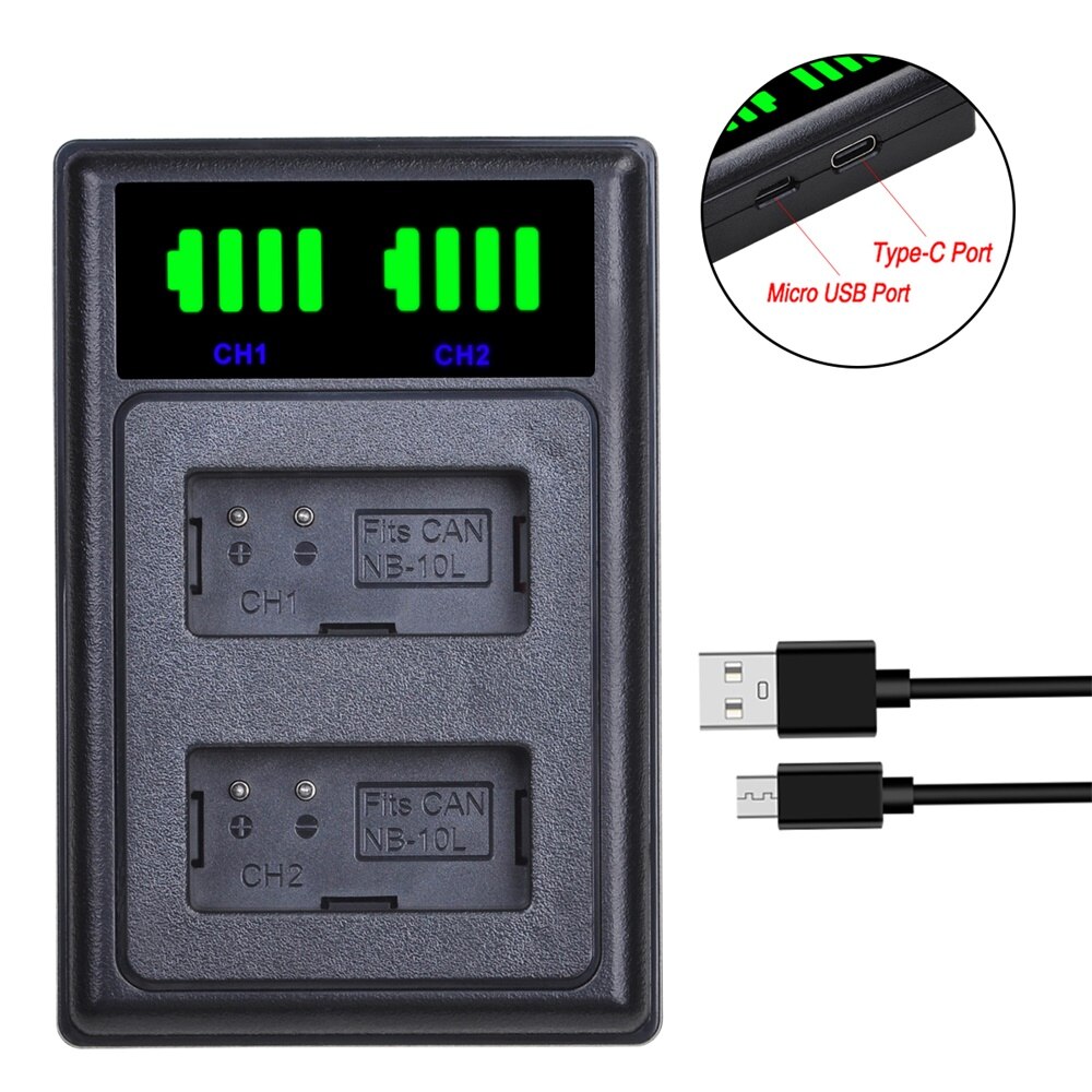 Nb -10l batteri 1200 mah  nb10l nb 10l batterioplader til canon 1100d g1x g15 g16 powershot  sx40hs sx50hs sx60hs sx40 sx50 sx60 hs: Kun oplader