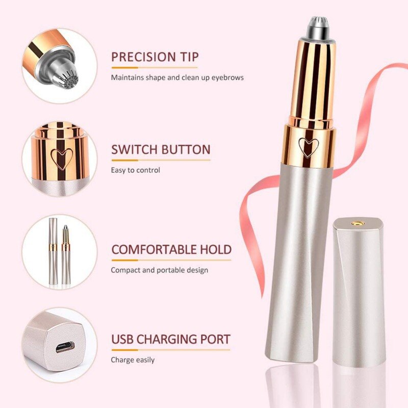 Electric Eyebrow Trimmer Portable Eyebrow Trimmer Instrument Hair Remover USB Eyebrow Shaping Beauty Tool