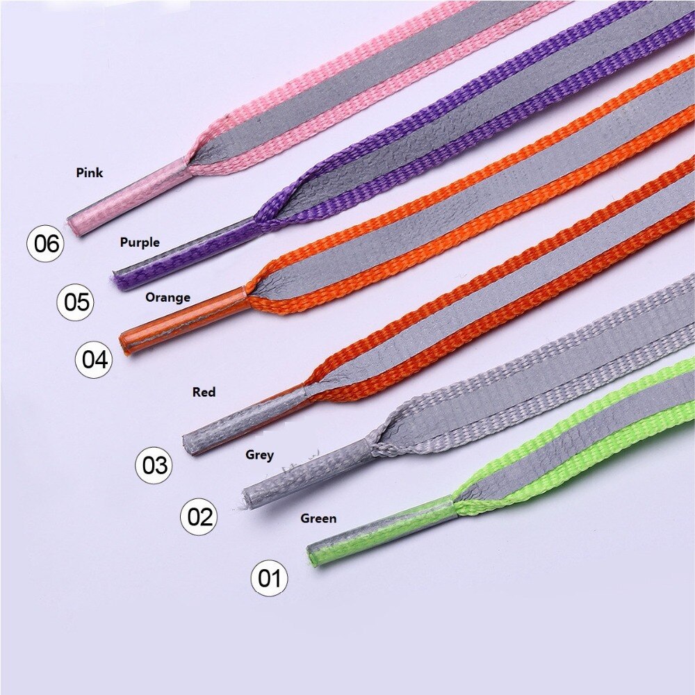 Cordones laterales reflectantes dobles de alta visibilidad multicolores de 1,2 metros de largo de seguridad nocturna reflectante de