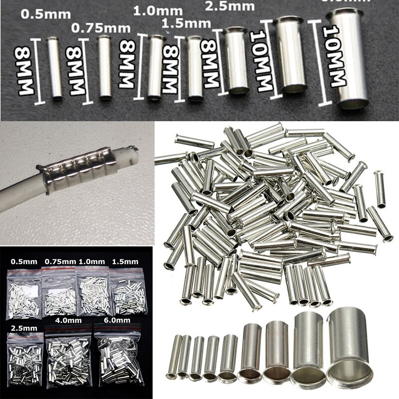 700Pcs Tin-coated Copper Uninsulated Crimp Terminal 0.5-2-16mm2 / 22-10 AWGBootlace Ferrules Cord End Electrical Wire Connectors