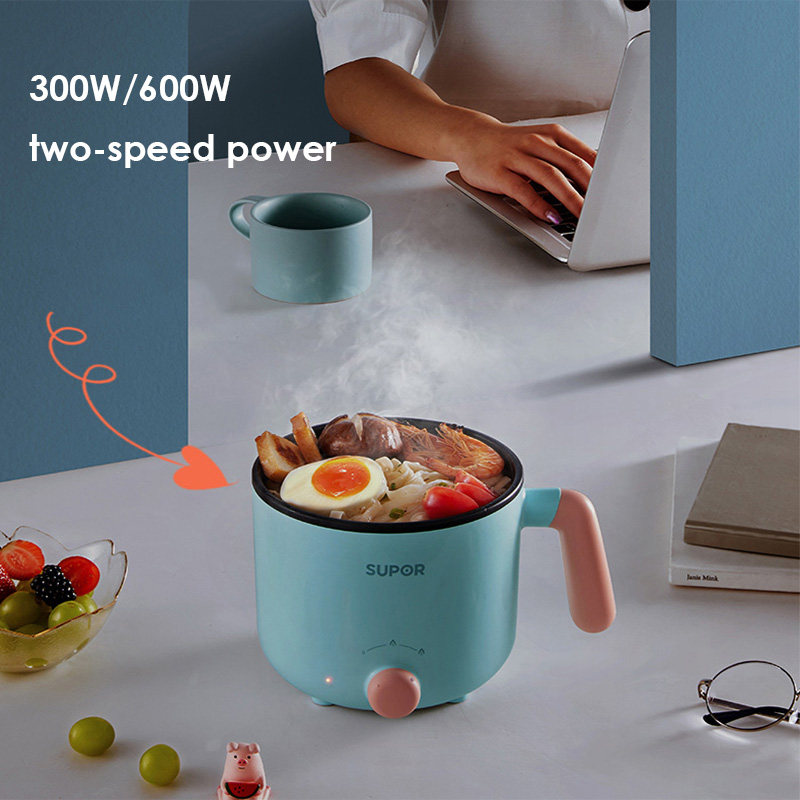 SUPOR Electric Cooking Pot 600W Heating Power Household 1.2L Capacity Non-Stick Coating Liner 220V Multi Cooker Stew Skillet