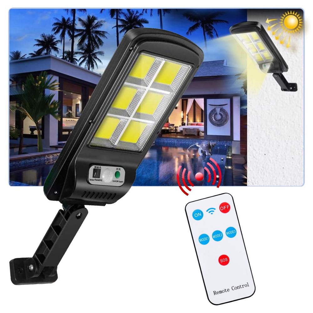 Powerful Remote Control Upgraded COB Solar Light PIR Motion Sensor IP65 Outdoor Solar Wall Street Light Waterproof Lamp