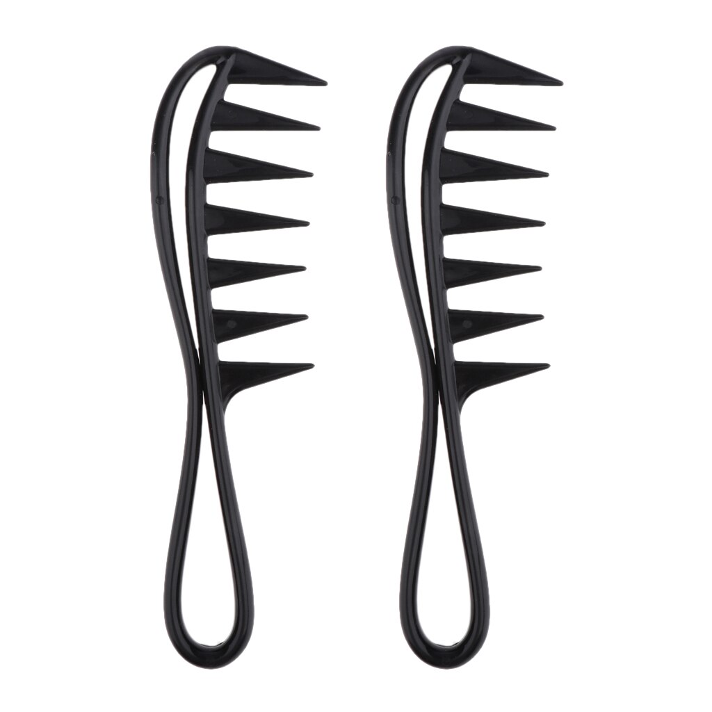 Peine Afro para peluquería, cepillo de pelo rizado, estilismo de peluquería, desenredante de dientes anchos, 2 uds.