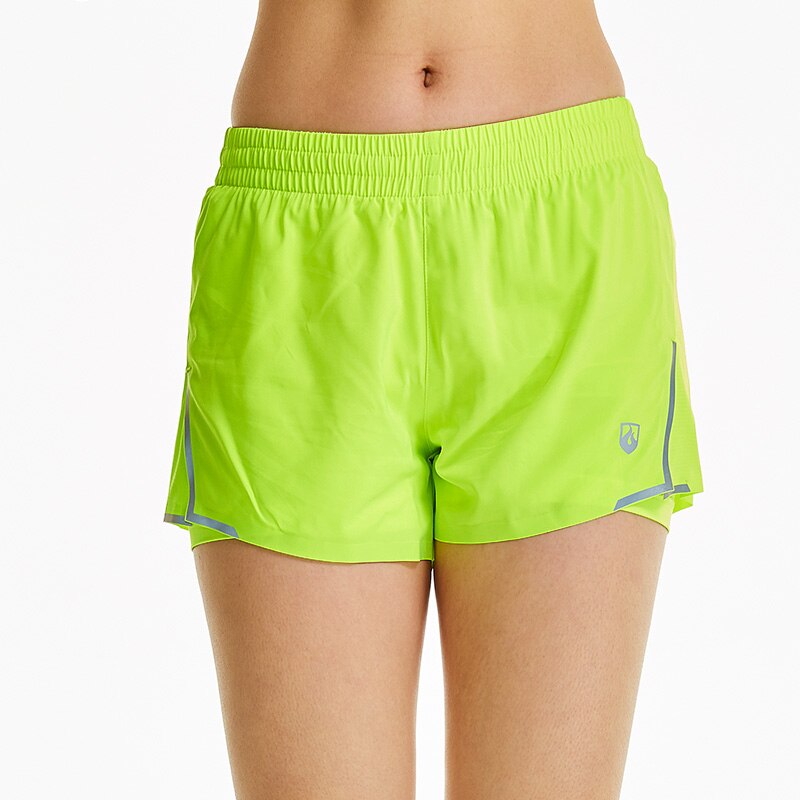 Short de Sport 2 en 1 pour femmes, séchage rapide, pour Marathon, Gym, Jogging, Crossfit, avec cordon de taille, été: YELLOW / S