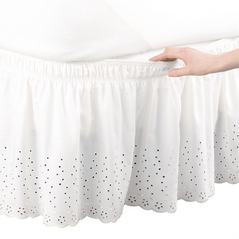 Bedrok moderne eenvoudige effen kleur geplooide beddengoed rok zonder oppervlak hoge elastische band voor rokken bed basishoes (kleur: bruin, maat: 150 x 200 cm