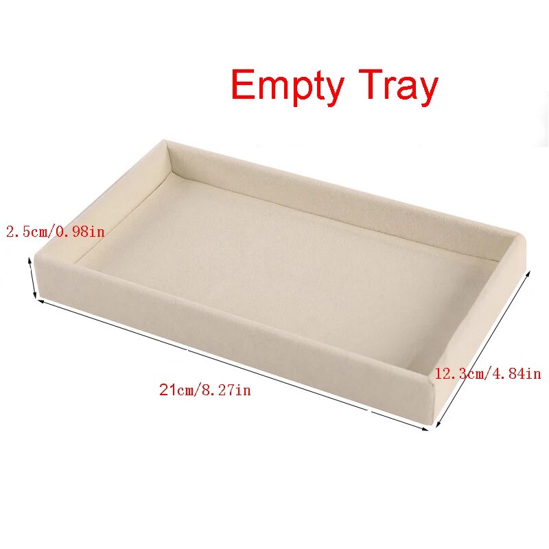 Espositore per gioielli in velluto Porta gioielli squisito Anello portatile Orecchini Collana Organizzatore Scatola di immagazzinaggio Vassoi organizzatore Beige: Rosso