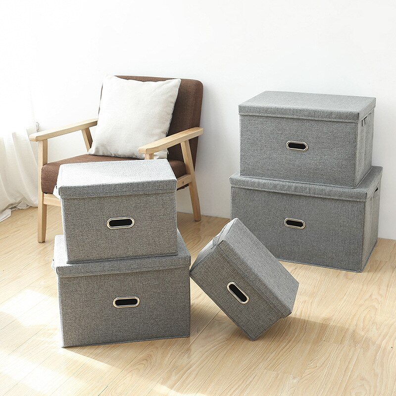1Pc Opslag Dozen Met Deksels Geen Geur Polyester Stof Duidelijk Opbergmanden Containers Bakken Met Dubbele Cover Organizer 2 size