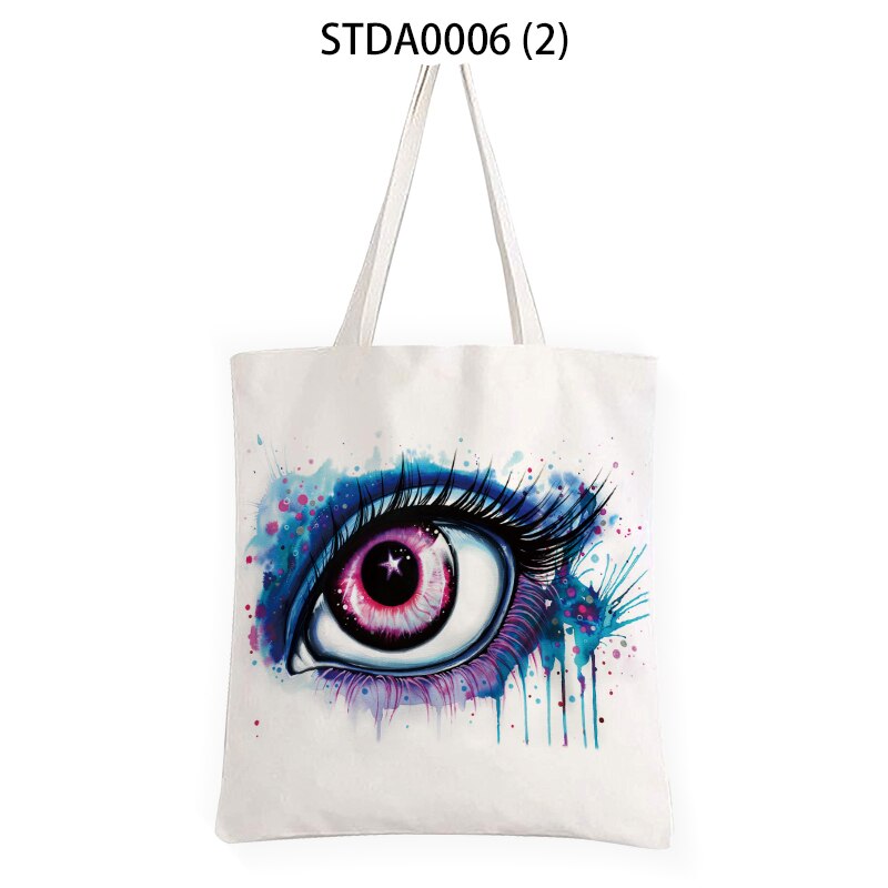 Mooie Ogen Grote Capaciteit Canvas Tote Schoudertas Stof Katoenen Doek Herbruikbare Boodschappentas Vrouwen Tassen Shopper Tassen Viaje: B-2