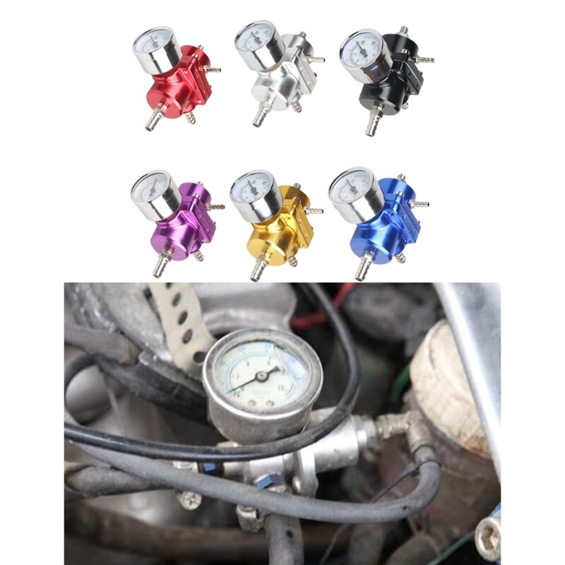 EPMAN-jdm Universal 0-140 PSI Adjustable Fuel Pressure Regulator FPR /Gauge Red Blue Silver Black EP-FPR003