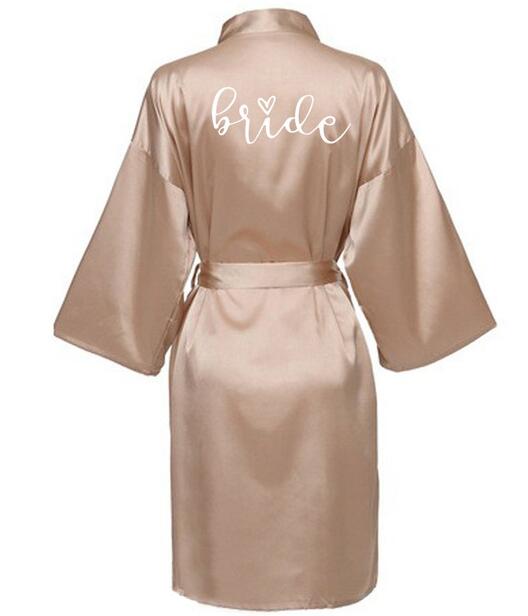 Wedding Party Team Bride Robe With Black Letters Kimono Satin Pajamas Bridesmaid Bathrobe SP063: XL / black