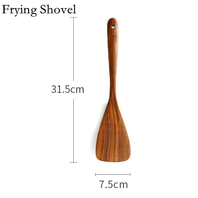 Kitchen Tools Natural Wooden Cooking Tool Sets Scoop Tableware Kitchen Utensils De Cocina Rice Soup Spoon Kitchen Gadgets: frying shovel