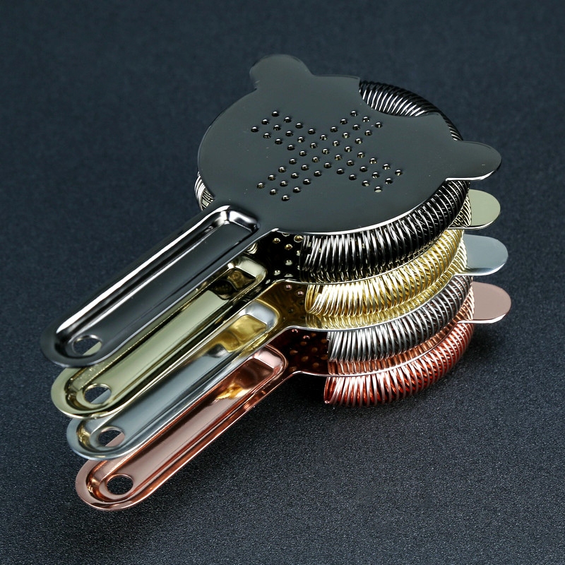 Colador de barra de acero inoxidable, colador Hawthorne, artículos de Bar, colador de cóctel con 2 puntas estabilizadoras