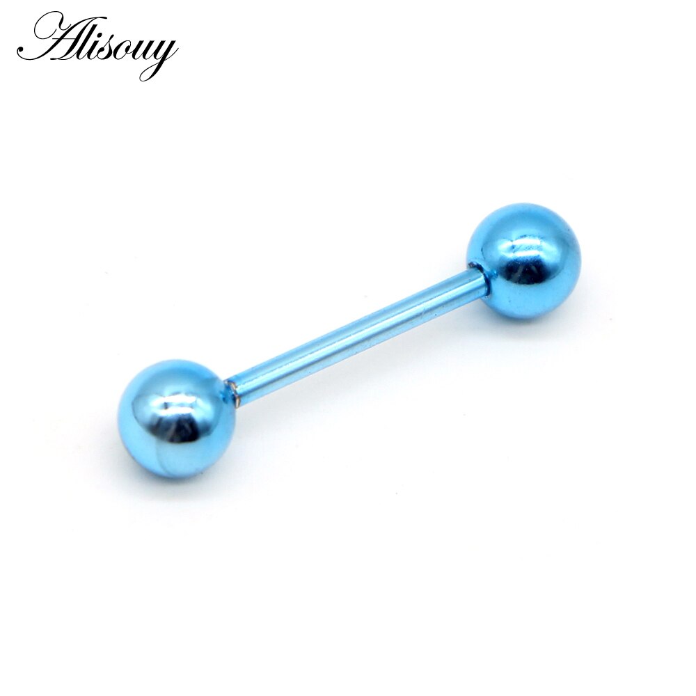 Alisouy 1 st 14g 9 Kleuren Tong Piercing Septum ear Kraakbeen nailTunnels Oordoppen labret lip Body piercing Sieraden 1.6*16*6mm: C Blue