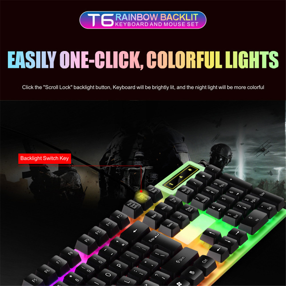 Verkabelt 104 Tasten Tastatur und Maus Set Business Office Gaming bunte Beleuchtung ergonomische Tastatur Maus für Laptop-PC-Zubehör