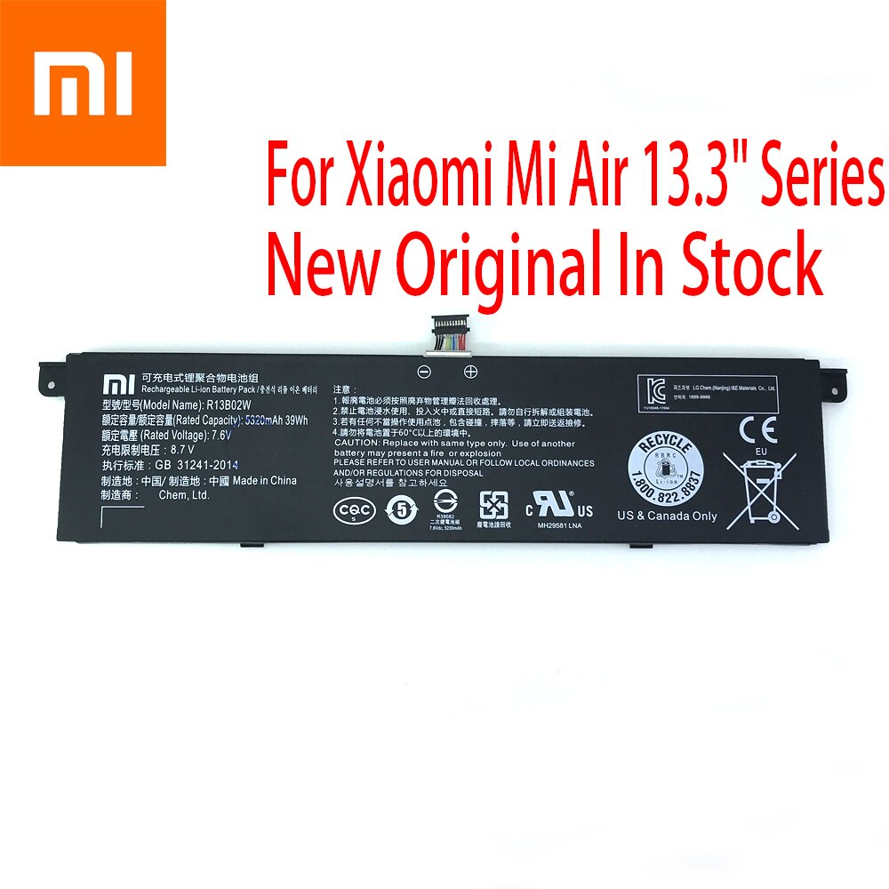 Xiaomi-Batería de tableta Mi Air Original, 13,3 ", 5230mAh, R13B01W, R13B02W, 7,6 V, 39WH