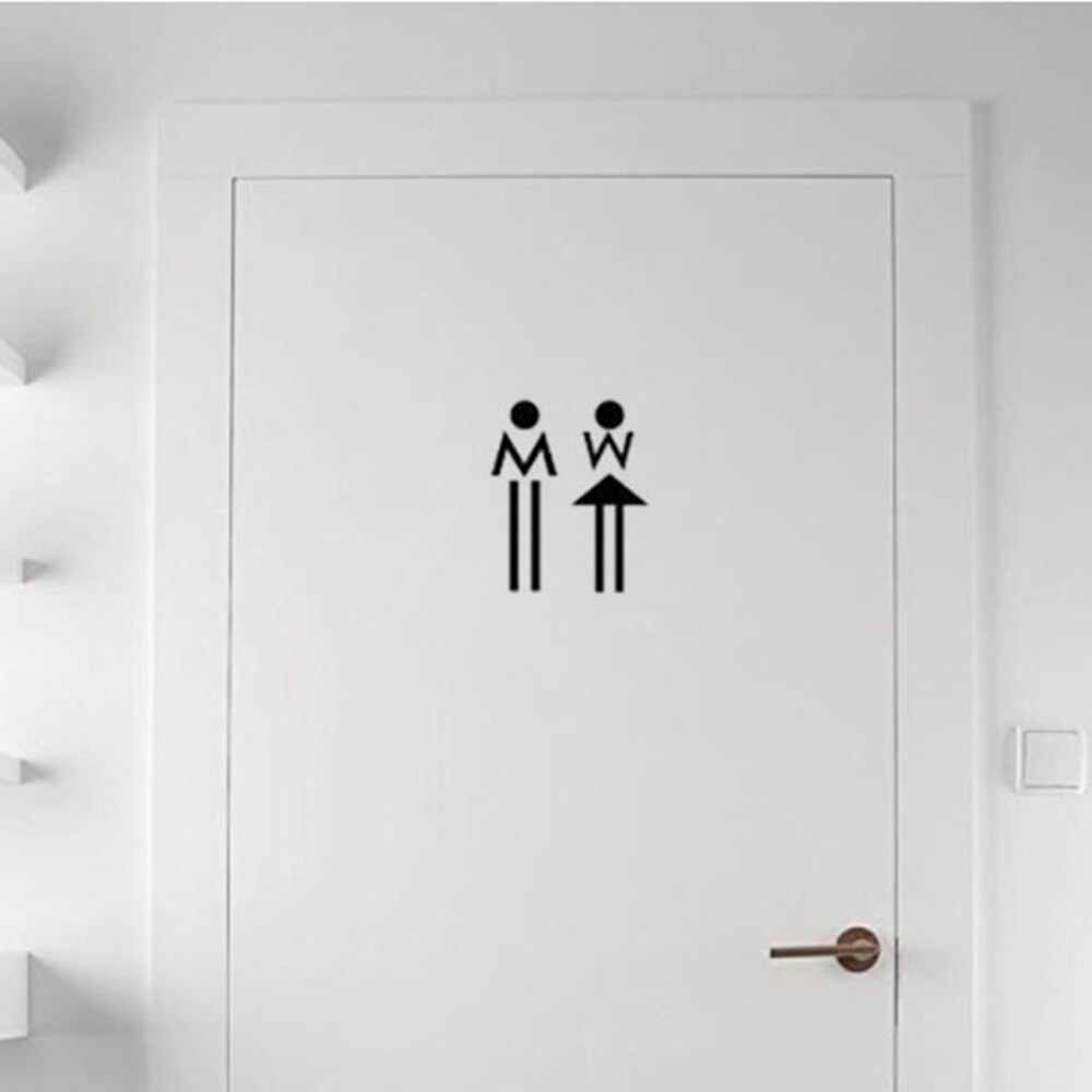 Cartel a prueba de agua para puerta de baño, calcomanías creativas de divertido, calcomanías artísticas de Mr. & m., letrero de WC público