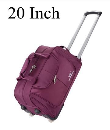 Rejsetrolley rygsække tasker dobbelt brug bagage tasker til rejse laptop trolley rygsæk til kvinder business rullende bagage taske: 20 tommer lilla