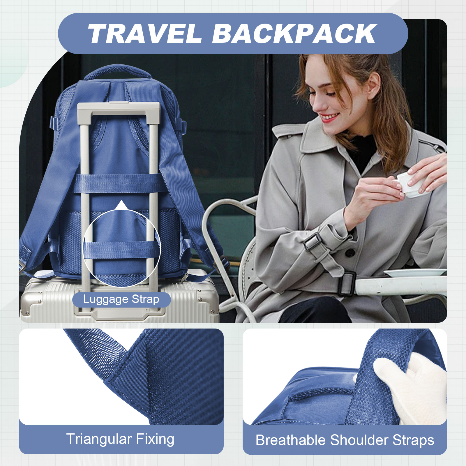 Mochila de viagem para mulheres e homens, mochila Ryanair 40x20x25 bagagem de avião de cabine EasyJet 45x36x20 mochila bolsa para laptop de negócios