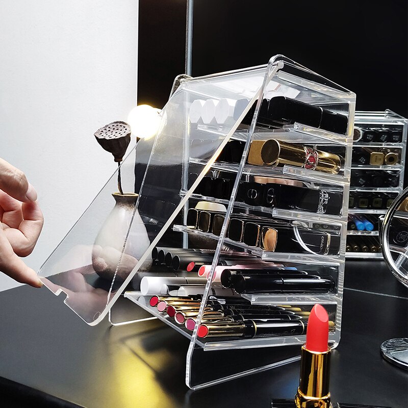 Clear Acryl 6 Lagen Lipstick Holder Make Organizer Nagellak Rack Desktop Cosmetische Nagellak Opbergdoos Lipgloss Case