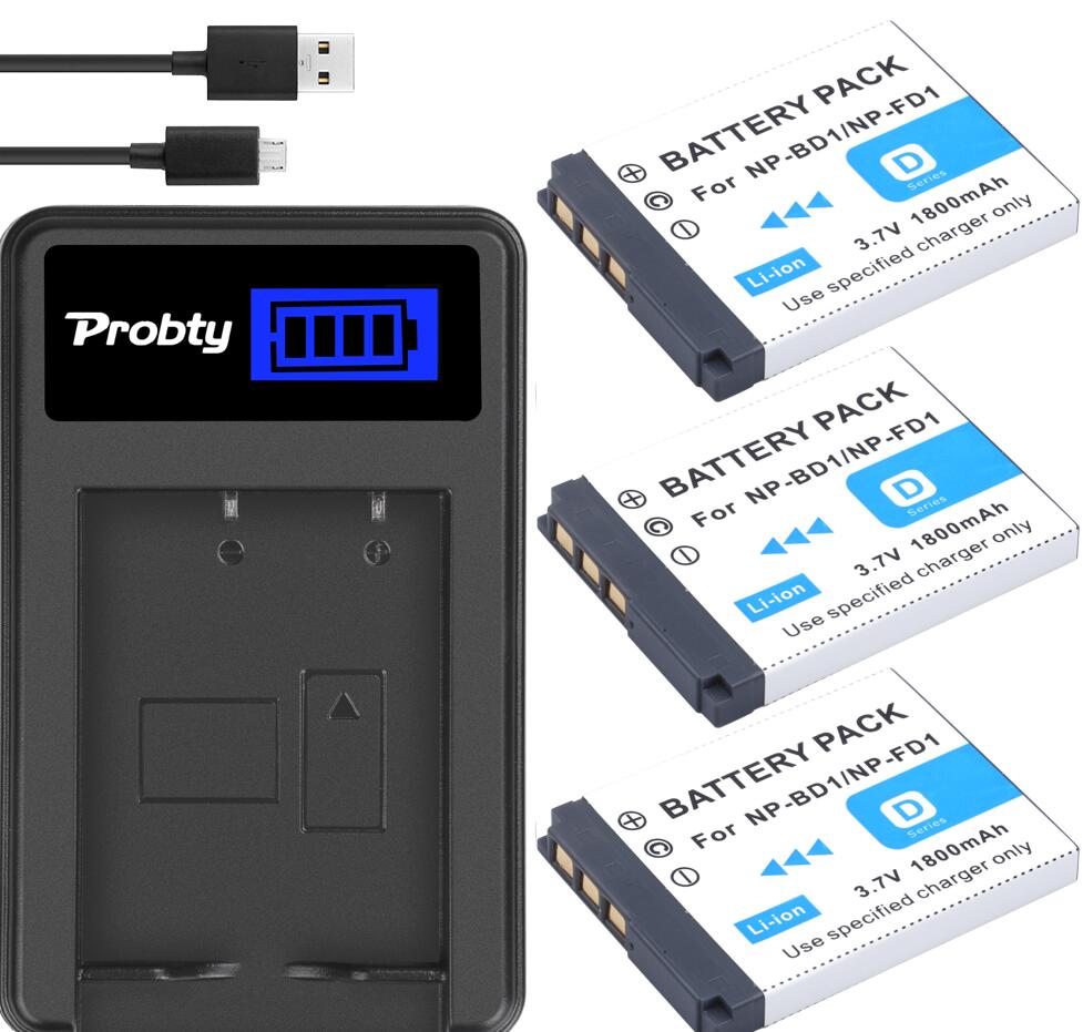 NP-BD1 Battery + Charger for SONY Cyber-Shot DSC-T700H DSC-T900 DSC-T900B DSC-T2 DSC-T70 DSC-T75 DSC-T77 DSC-T90 DSC-T200 DSC-T3: 3battery and charger