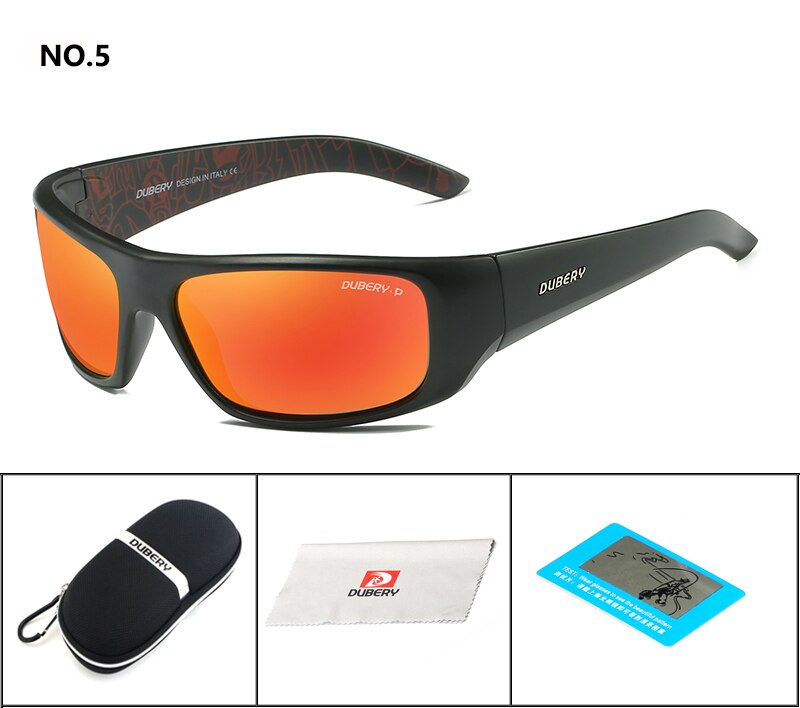 DUBERY Sport Sonnenbrille Polarisierte Für Männer Sonnenbrille Platz Fahren Persönlichkeit Farbe Spiegel Luxus Zipper Box: 05