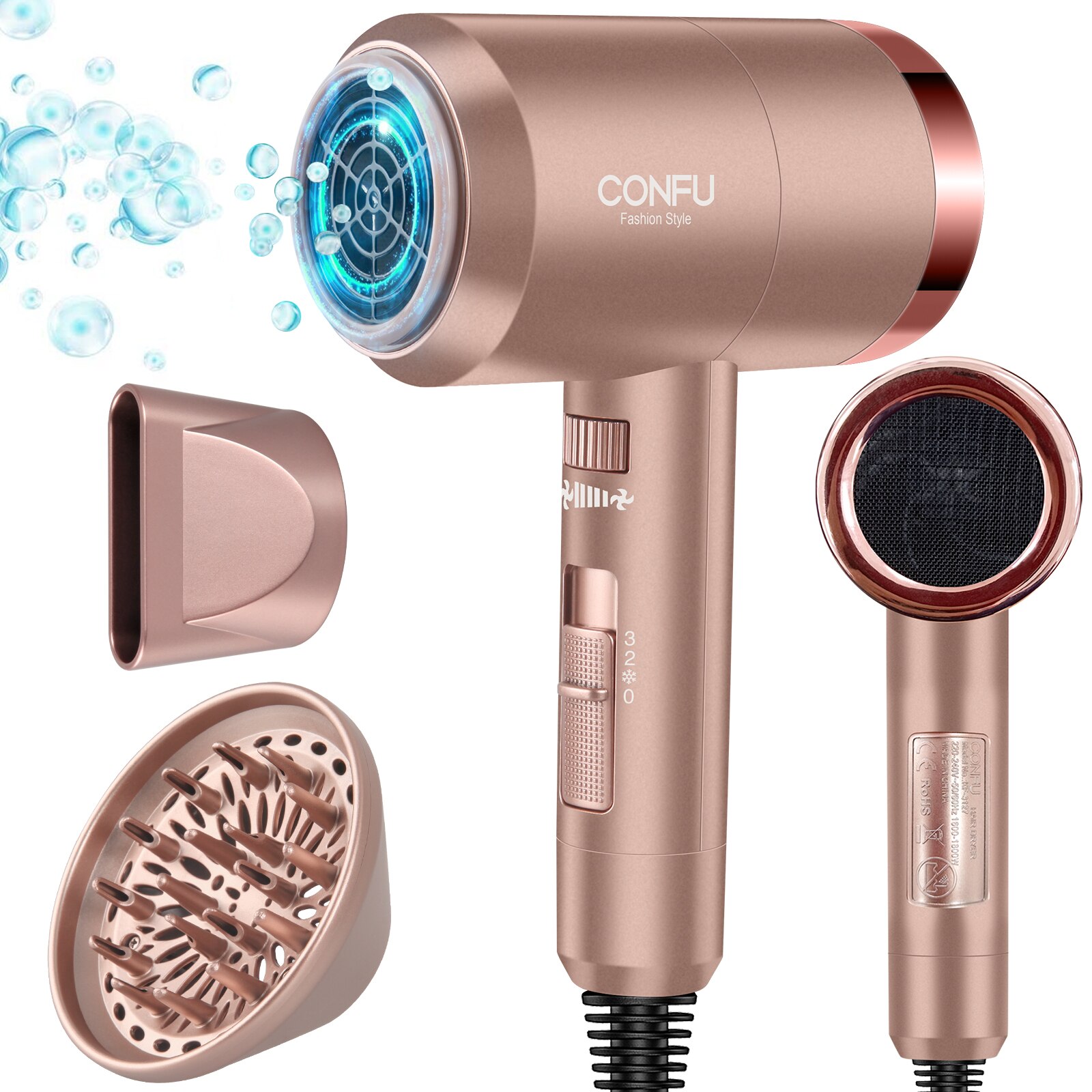 Föhn Professionele 1800W Ionische Haardroger Krachtige Sneldrogende Föhn Met Diffuser & Nozzle Voor Vrouwen Mannen Reizen thuisgebruik