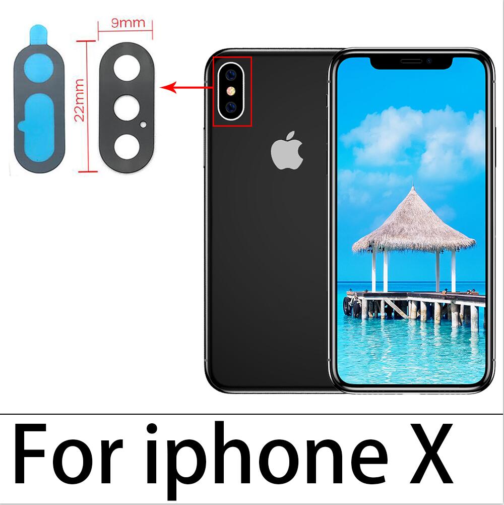 2 pz/lotto vetro zaffiro posteriore fotocamera posteriore lente di vetro per iPhone 6/7/8 Plus/X/XR XsMax + adesivo per 11 Pro Repacement Parts: For iPhone X