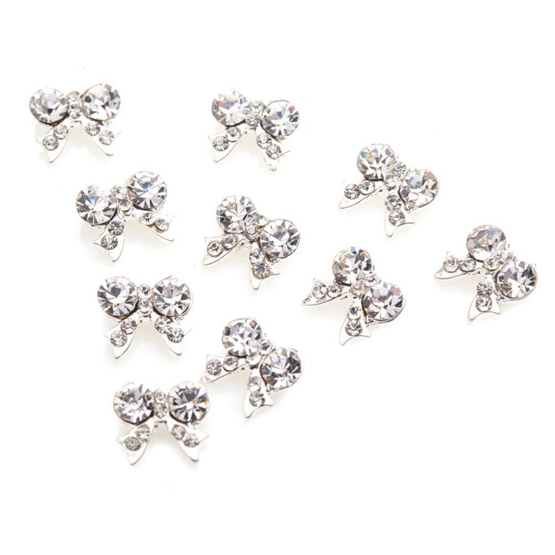 10 x vlinderdasjes en 3d transparante strass nagelkunst diy decoratie: Default Title