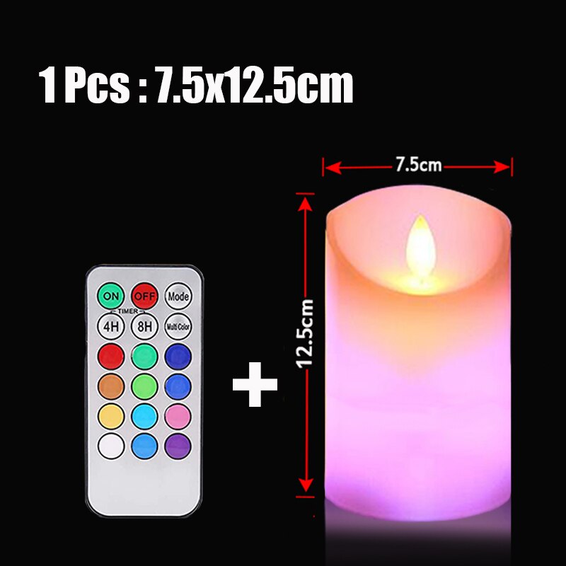 Remote Control LED Candle Lights with Timer Flameless RGB Candle Night Light Tea Lights for Home Wedding Christmas Decoration: 7.5x12.5cm