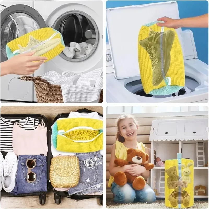 6-1pcs Washing Machine Shoe Bag for Sneakers Cleaning Slippers Washing Machine Cover Shoe Laundry Bag Soft Bristle Clean Brush