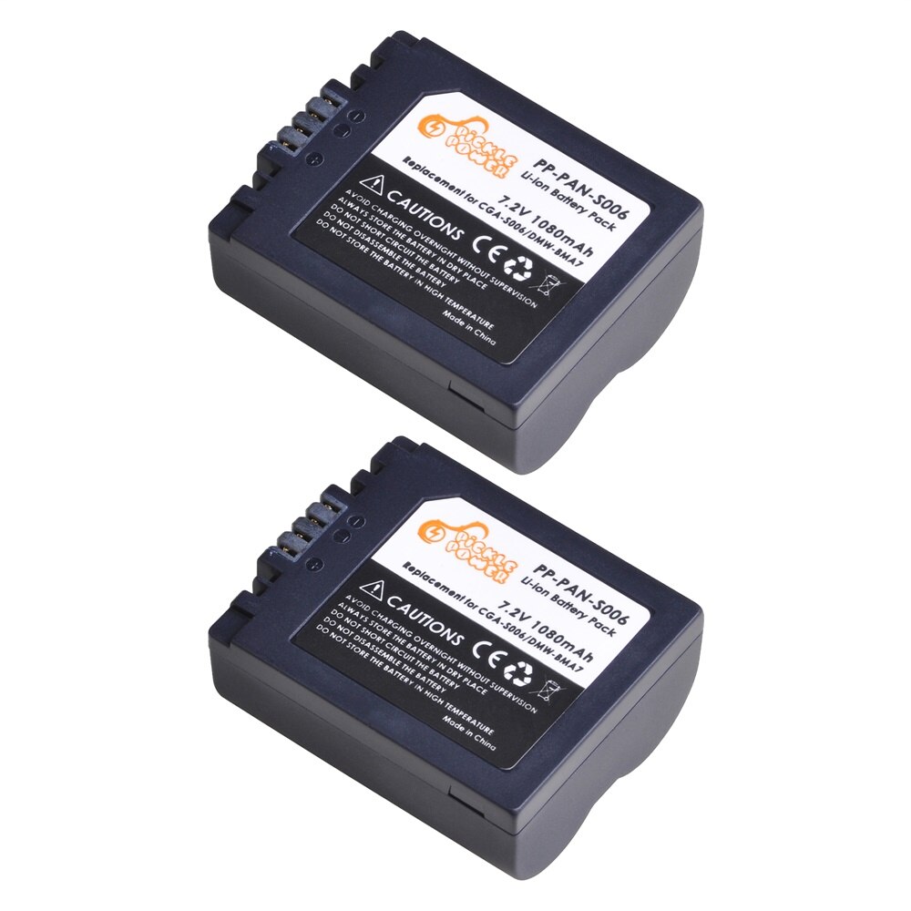 CGA-S006 DMW-BMA7 Battery +LED Daul USB Charger for Panasonic Lumix DMC-FZ7 DMC-FZ8 DMC-FZ18 DMC-FZ28 FZ30 FZ35 FZ38 FZ50 Camera: 2 Battery