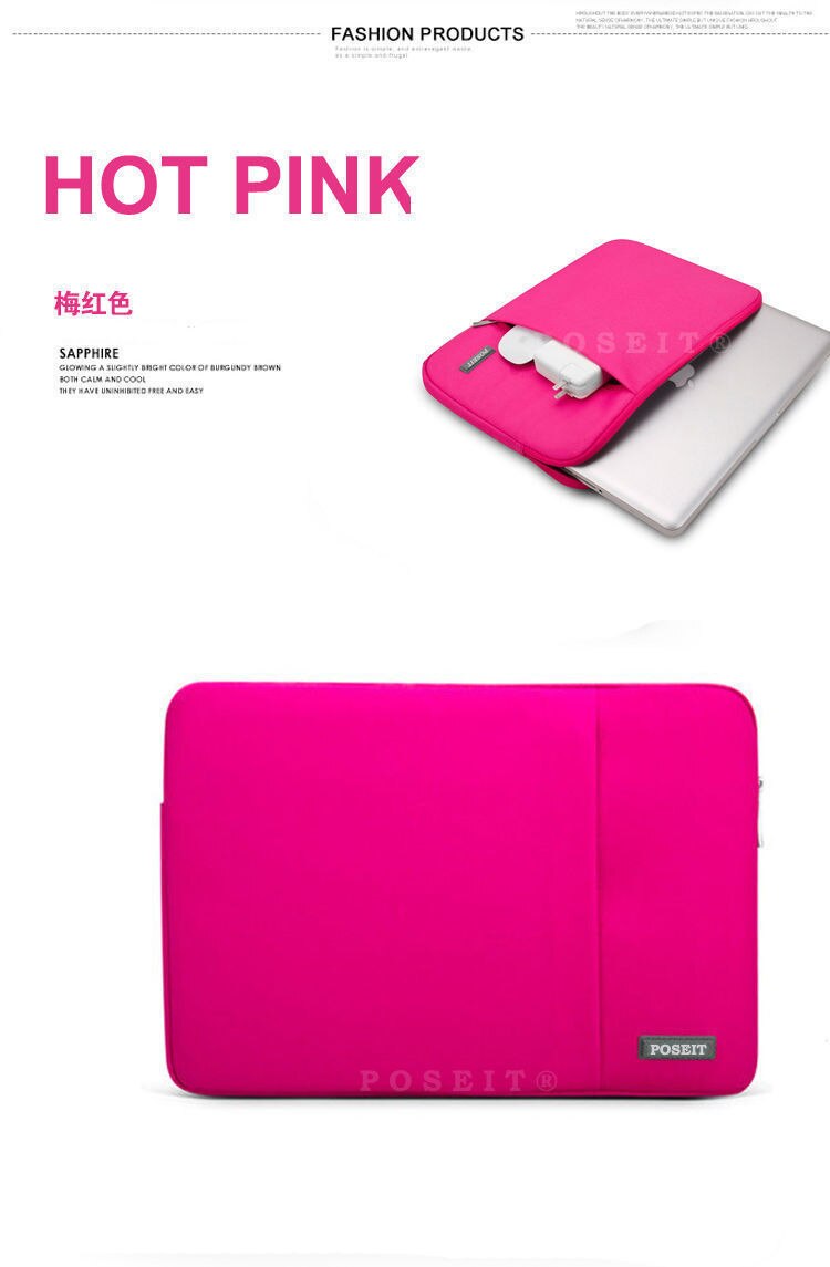 Laptop Bag 15.6 inch Tablet Notebook Sleeve Case Bag Pouch Cover For HP Lenovo ThinkPad Dell Acer Dell 15.6 inchs: Hot Pink