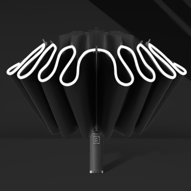 Automatic Folding Strong Umbrella for Men Women Windproof 12Ribs Reverse Umbrella Wind Resistant Trip inverted Rain Umbrella: Automatic black