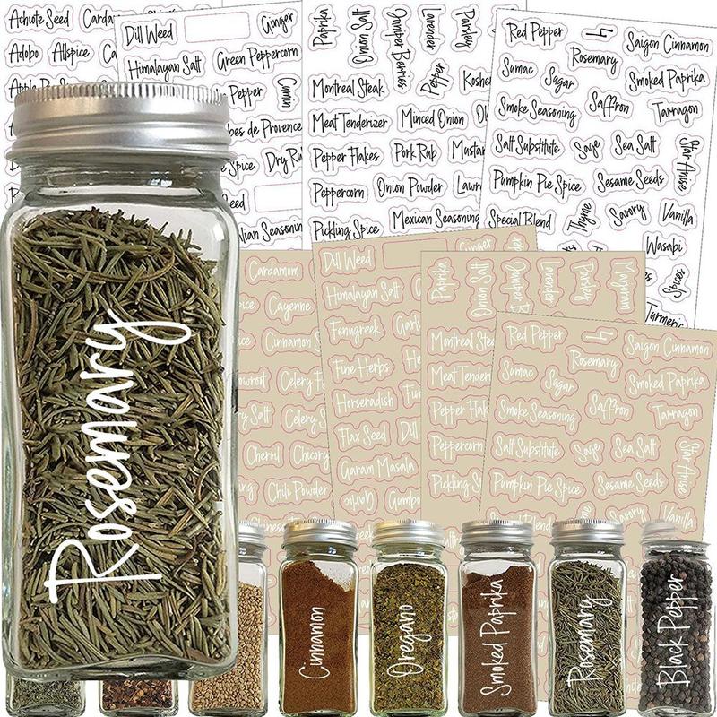 8 Sheets Labels Transparent Waterproof Pantry Stickers Food Bottle Supplies Jar Labels Spice For Pantry Stickers Storage