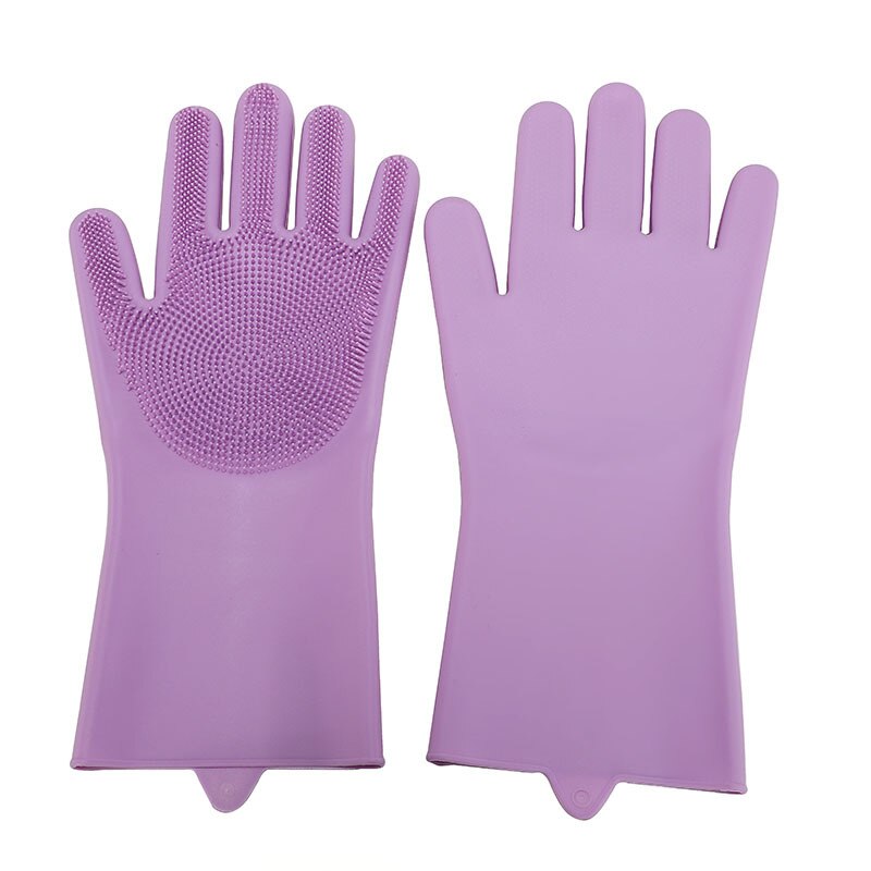 2 sztuk wielofunkcyjne silikonowe rękawice robić sprzątania magiczne silikonowe rękawiczki robić mycia naczyń robić kuchni guma domowa rękawice robić mycia naczyń: purpurowy