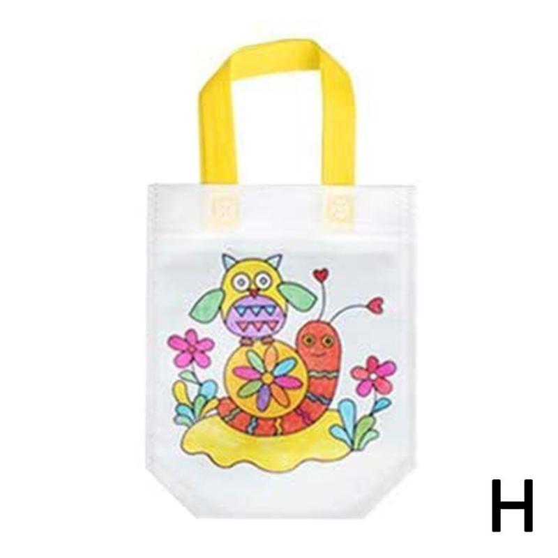 Diy Milieubescherming Graffiti Tas Handgemaakte Voor Kinderen Kleuterschool Puzzels Kinderen Zakken Schilderij Tote U1V5: H