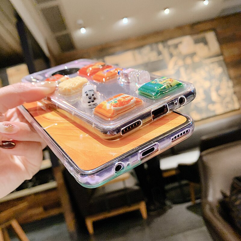 Creativiteit Instant Noedels 3D Transparante Telefoon Case Voor Huawei P30 P40 Pro Mate 30 Pro Nova 5 6 Zachte Siliconen beschermhoes