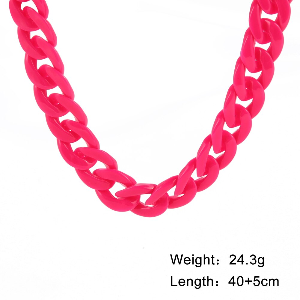 Teamer Acrylic Necklace White Choker Necklace for Women Men Neck Chain Punk Statement Goth Jewelry Boho Accessories: 16 rose red