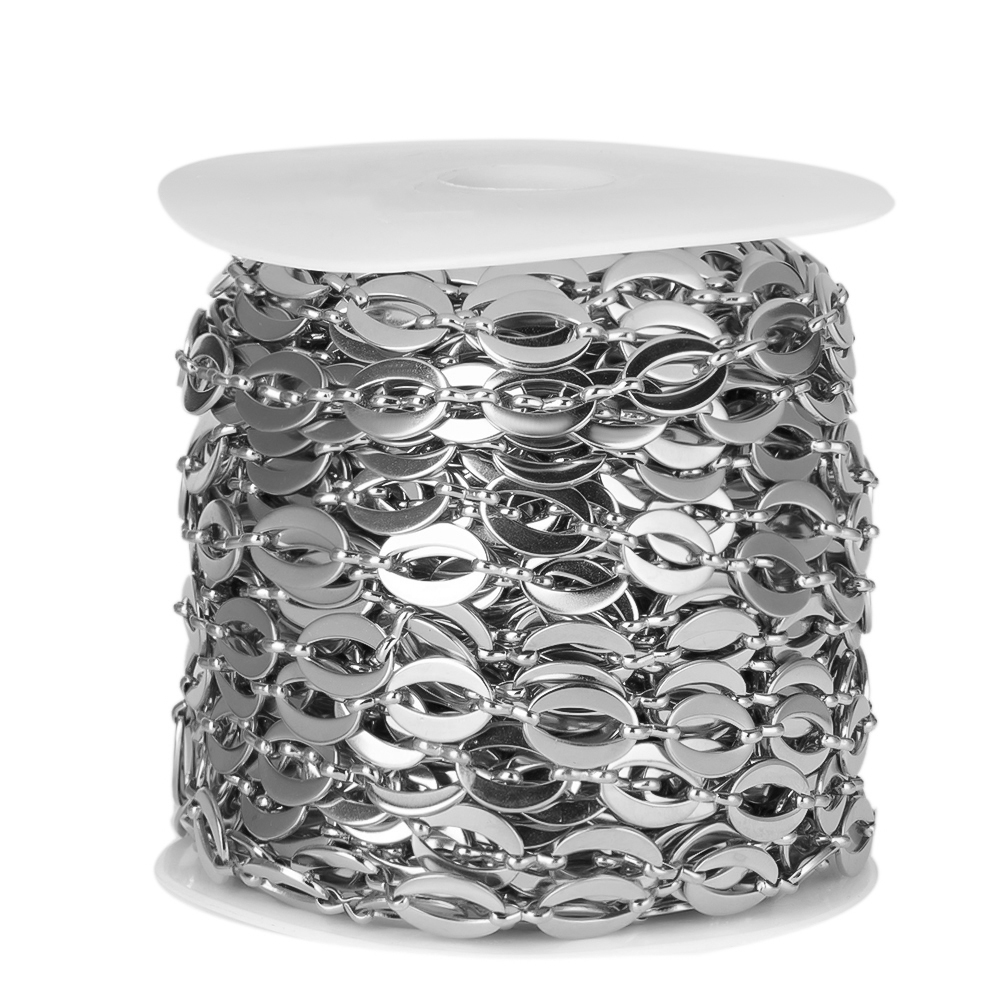 Cadenas de eslabones Shpae ovaladas huecas de acero inoxidable, 1 metro, DIY, collar, pulsera, suministros de joyería, materiales, accesorios de piezas decorativas