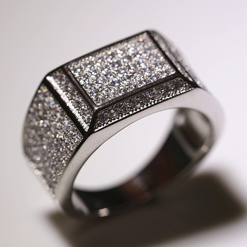 S925 argent Sterling 2 carats bague en diamant pour hommes Anillo pierre précieuse argent 925 bijoux diamant bague diamant anillos mujer anneaux