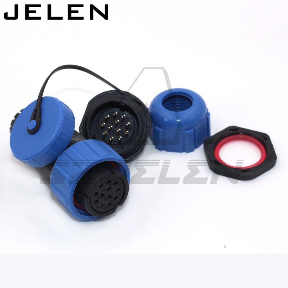 SP2110/S-2112/P, LED display panel mount 12-pin voeding, automotive waterdichte connector 12 pin mannelijke en vrouwelijke ip68