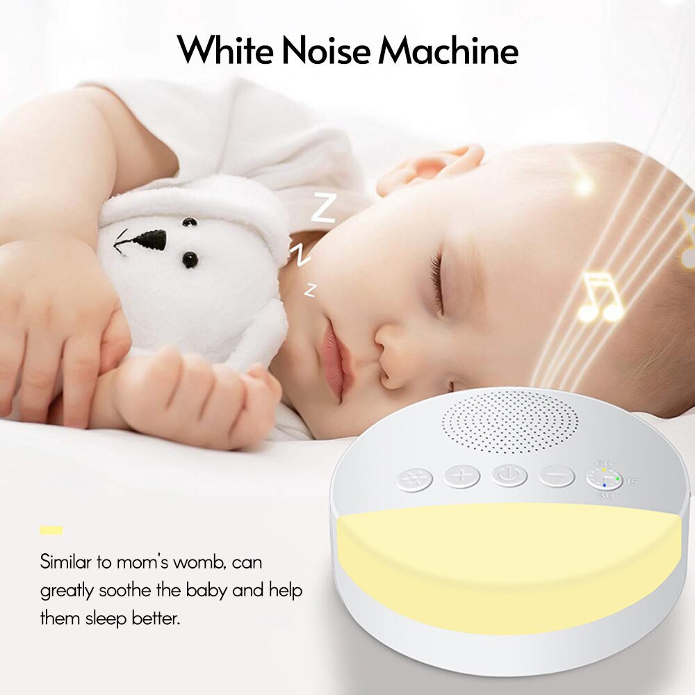 White Noise Sleep Machine Built-in 6 Soothing Sound Soft Breath Light 15/30/60 Intelligent Timing for Kids Sleep Meter Therapy