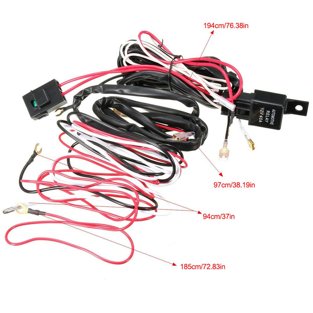 12V SUV ATV Red LED Light Bar Rocker Switch Wiring Harness 40A Relay Fuse Kit LED light bar on/off rocker switch Wiring Harness